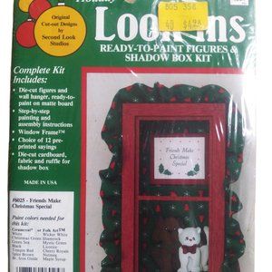 VTG HOLIDAY LOOK INS Ready to Paint Shadow Box Kit # 6025 Friends Make Xmas